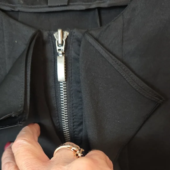 INC International Concepts Black Ruffle Zip Front Blouse Size 2X - Picture 3 of 11